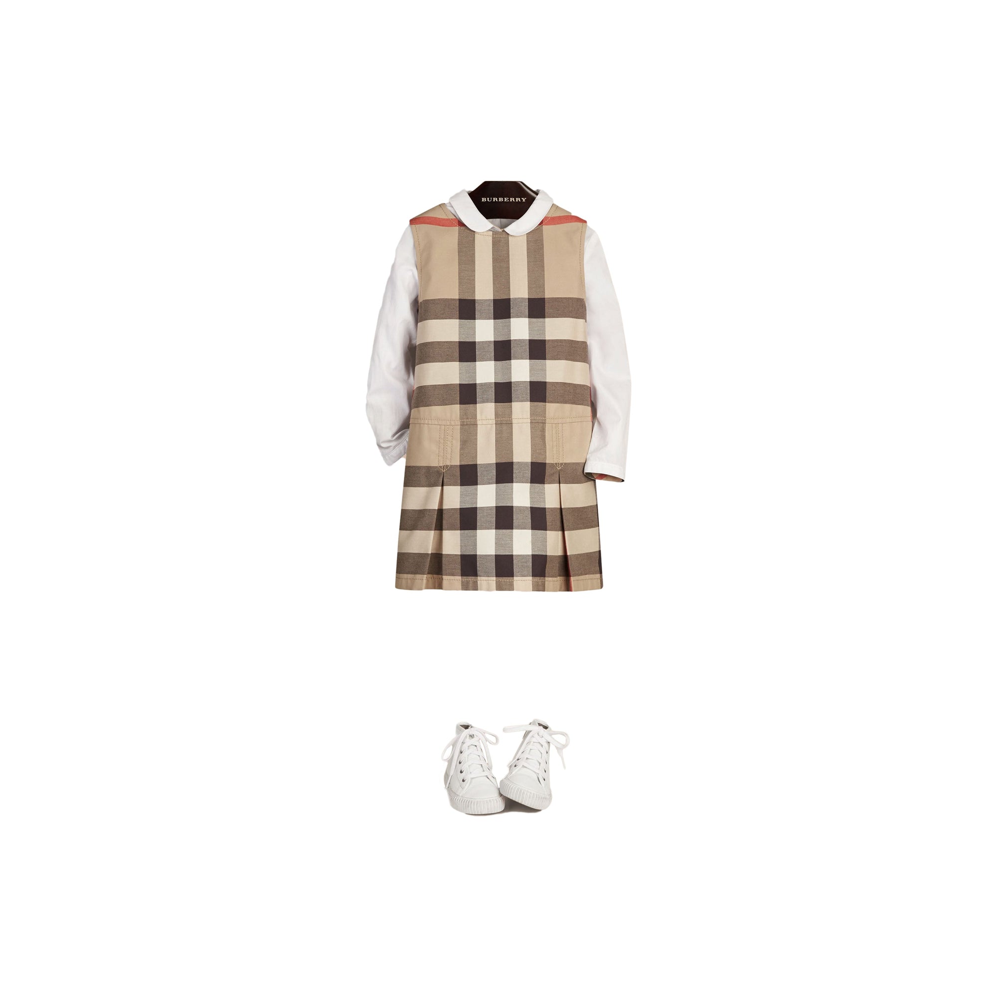 Robe en coton à motif check avec plis inversés - Nouveau Check Classique
