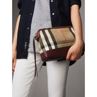 MAHOGANY RED Clutch en coton House check et cuir