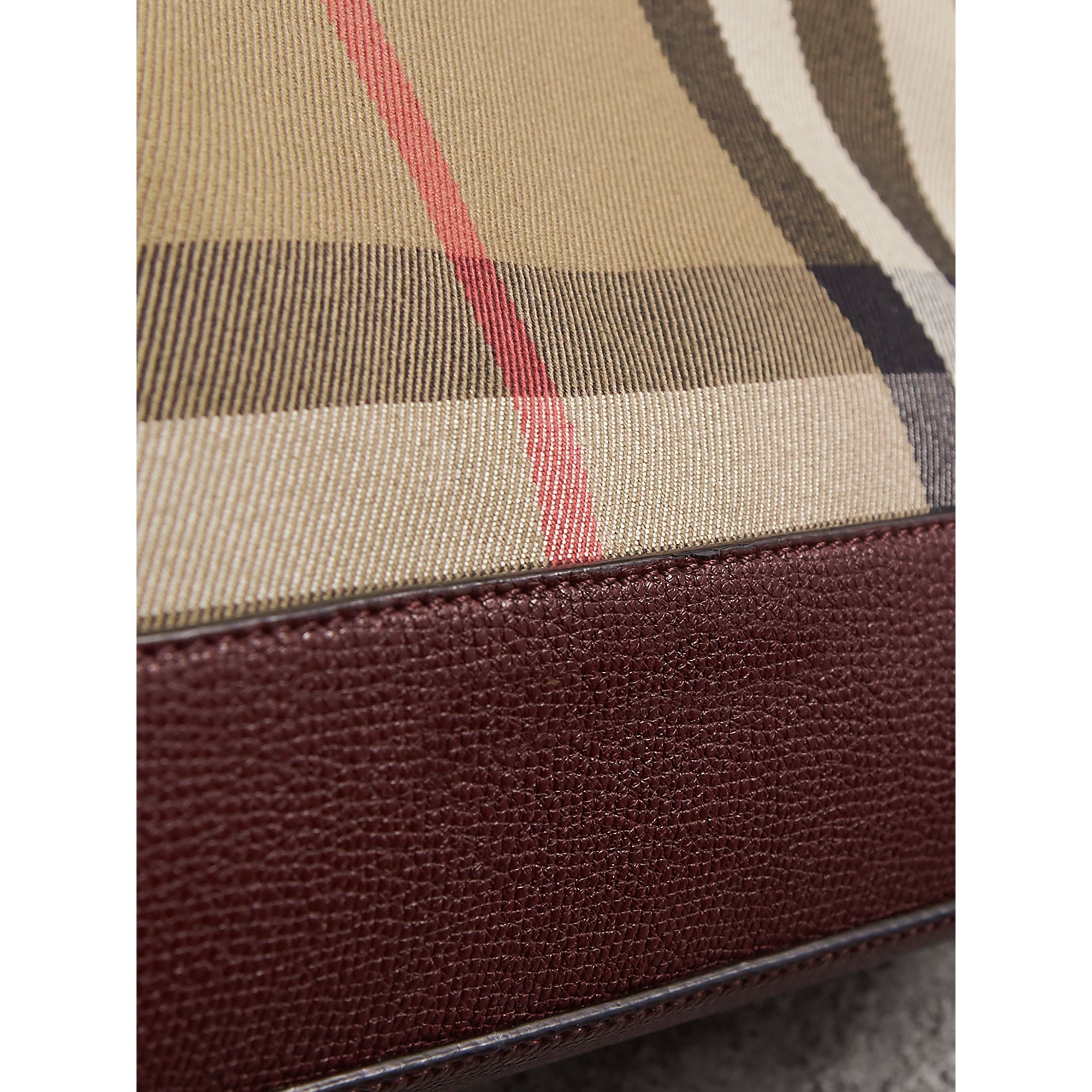MAHOGANY RED Clutch en coton House check et cuir