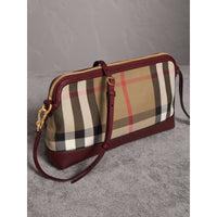 MAHOGANY RED Clutch en coton House check et cuir