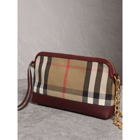 MAHOGANY RED Clutch en coton House check et cuir