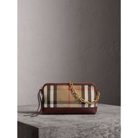 MAHOGANY RED Clutch en coton House check et cuir