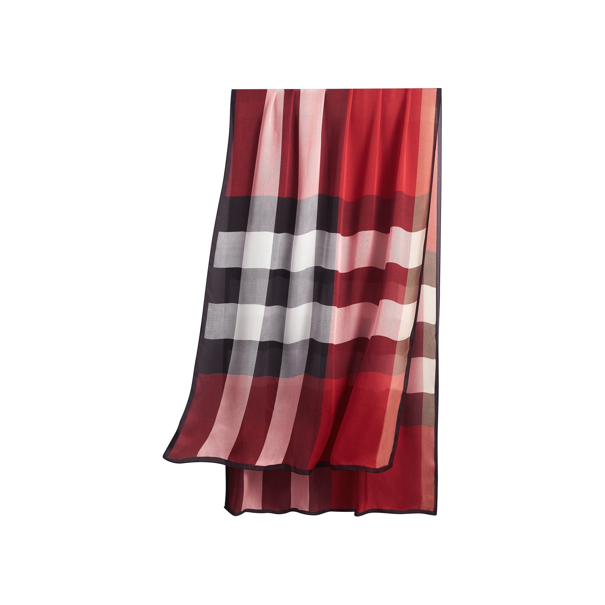 Foulard en soie légère à motif check - Rouge parade