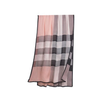 Écharpe en soie légère à motif check - Rose platiné