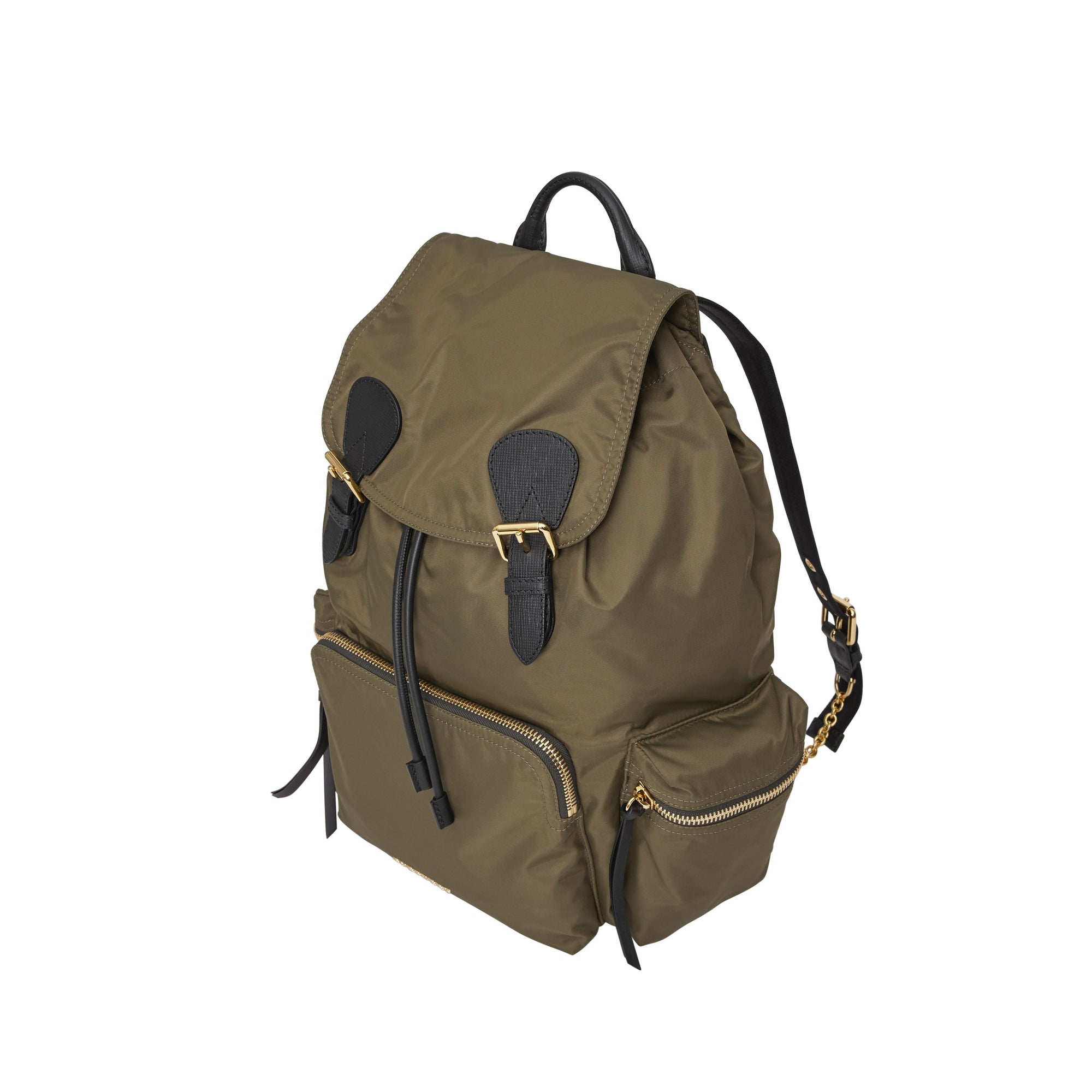 Grand sac The Rucksack en nylon technique et cuir - Vert Toile