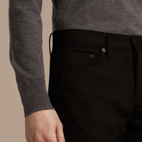 BLACK Jean délavé de coupe droite en denim extensible