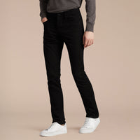 BLACK Jean délavé de coupe droite en denim extensible