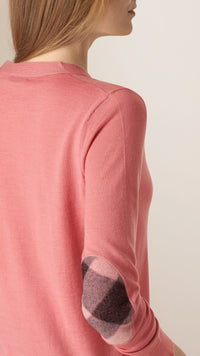 APRICOT Cardigan en laine mérinos avec éléments check