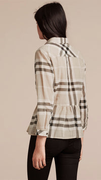 STONE Chemisier péplum en coton à motif check