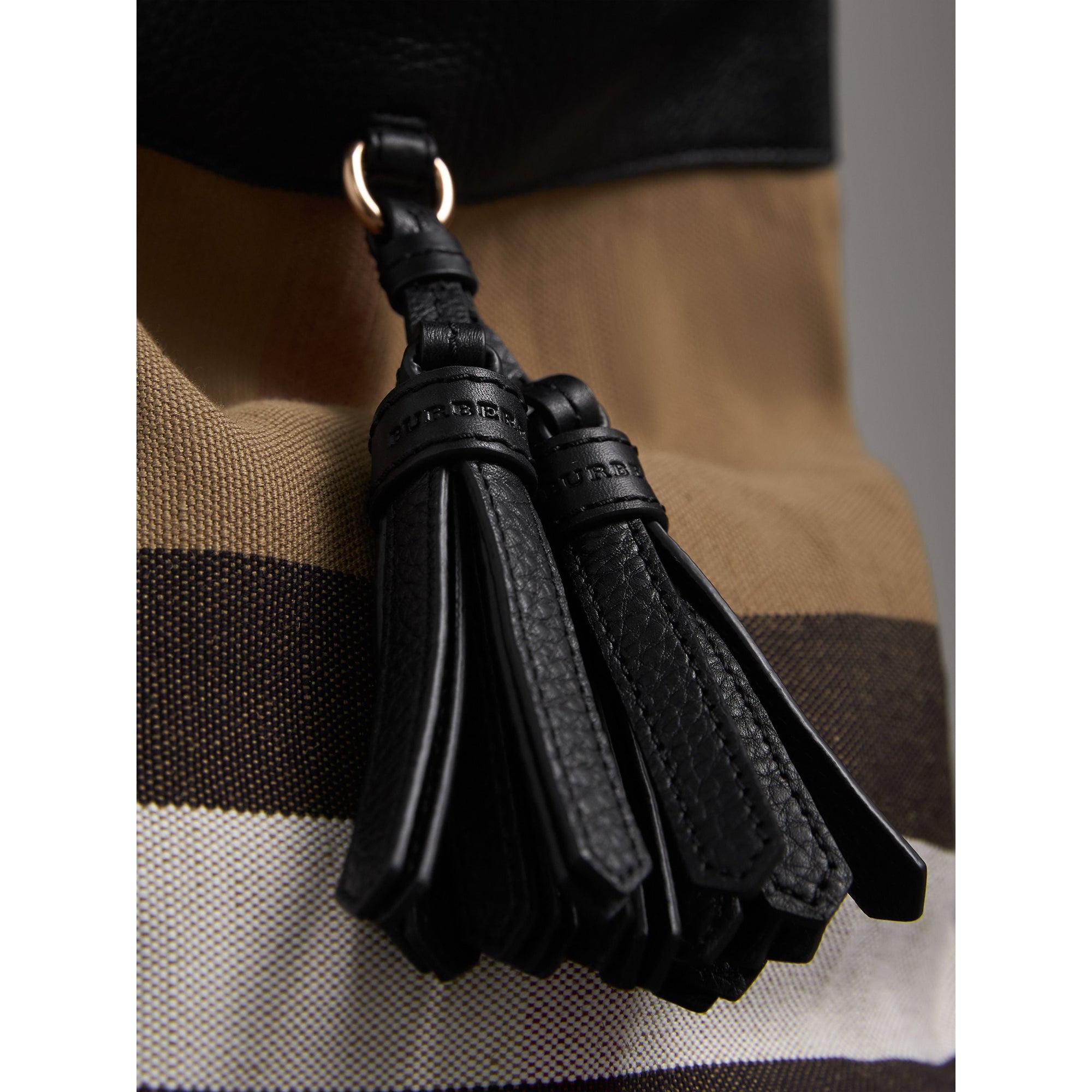 BLACK/BLACK Sac The Ashby medium en toile Canvas check et cuir