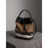 BLACK/BLACK Sac The Ashby medium en toile Canvas check et cuir