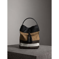 BLACK/BLACK Sac The Ashby medium en toile Canvas check et cuir
