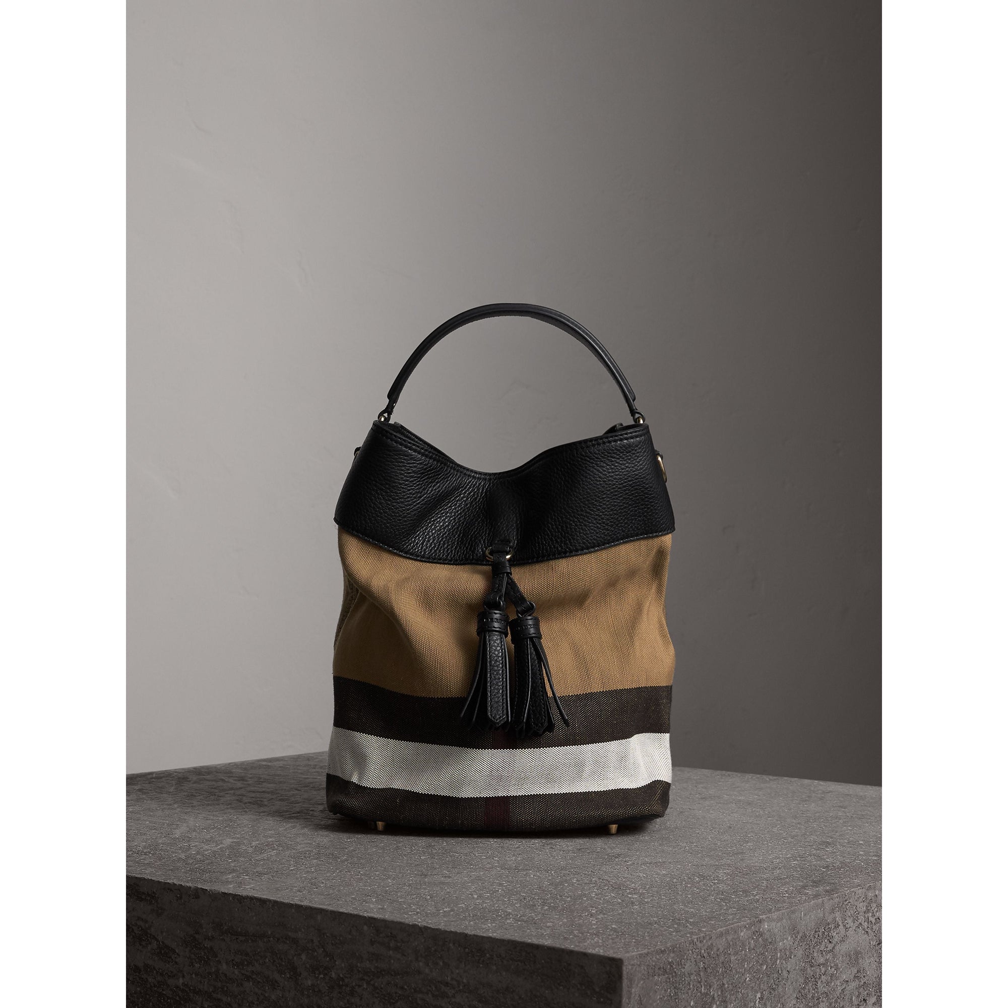 BLACK/BLACK Sac The Ashby medium en toile Canvas check et cuir