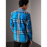 BRIGHT BLUE Chemise en coton extensible à motif check