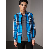 BRIGHT BLUE Chemise en coton extensible à motif check