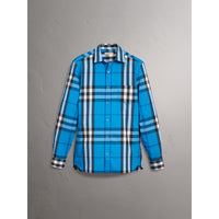 BRIGHT BLUE Chemise en coton extensible à motif check