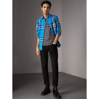BRIGHT BLUE Chemise en coton extensible à motif check