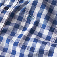 BRIGHT STEEL BLUE Chemise à manches courtes en coton à motif vichy