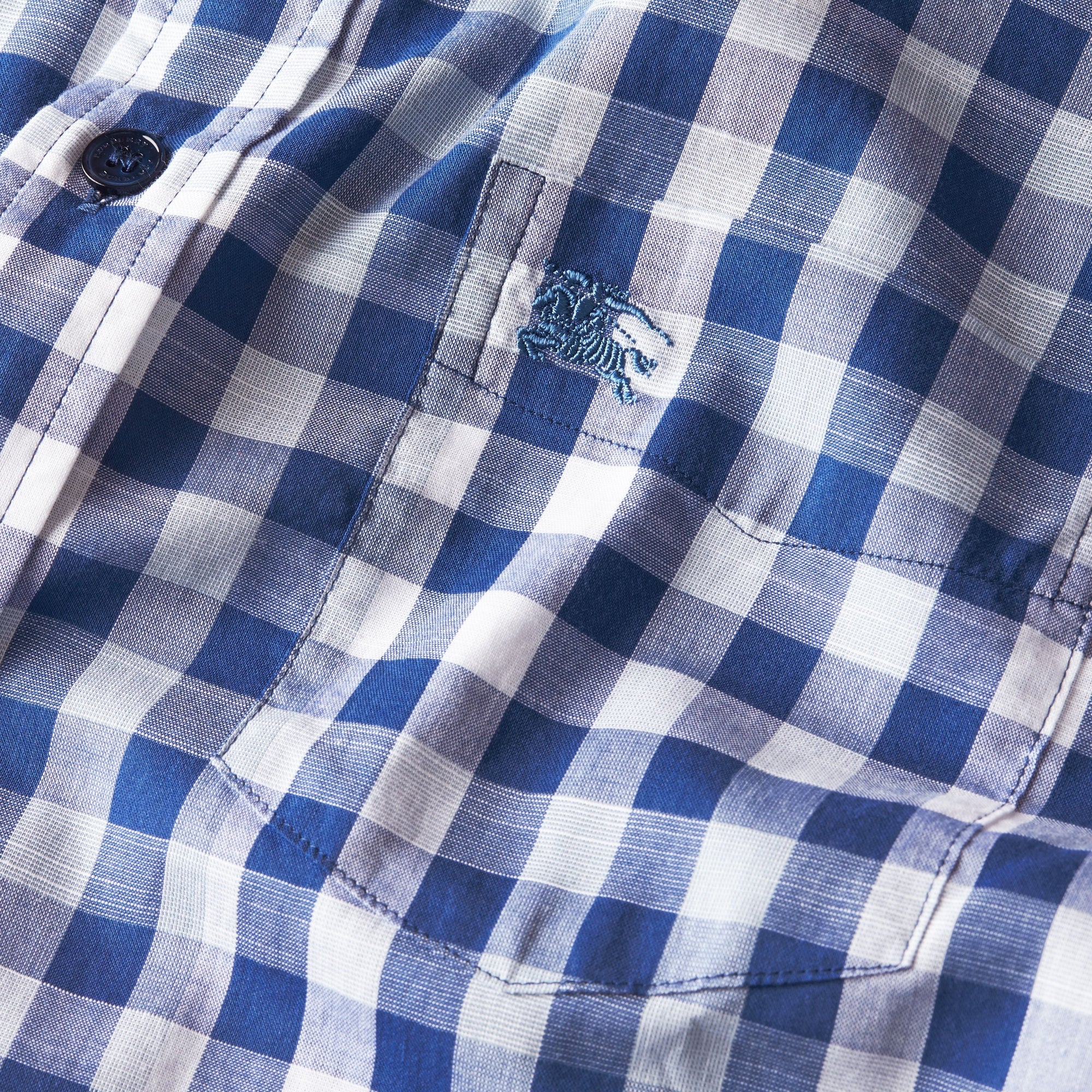 BRIGHT STEEL BLUE Chemise à manches courtes en coton à motif vichy