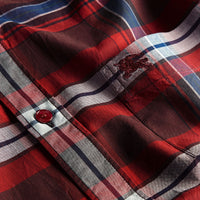 BURGUNDY RED Chemise en coton à motif check avec col boutonné