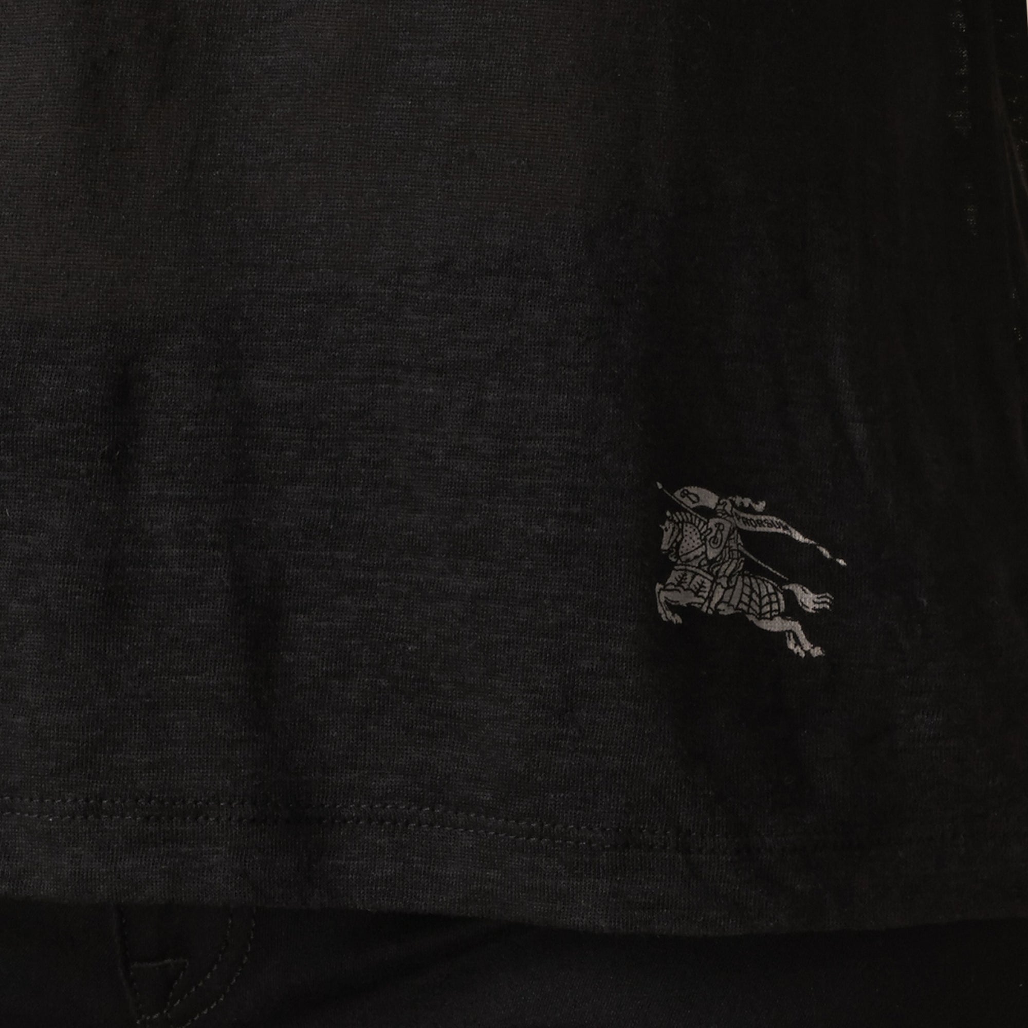 BLACK T-shirt en lin à col V et mailles ouvertes