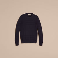 NAVY Pull léger en jacquard de soie et laine à motif check