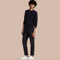NAVY Pull léger en jacquard de soie et laine à motif check