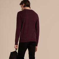 BURGUNDY RED Pull en cachemire et coton à motif check graphique