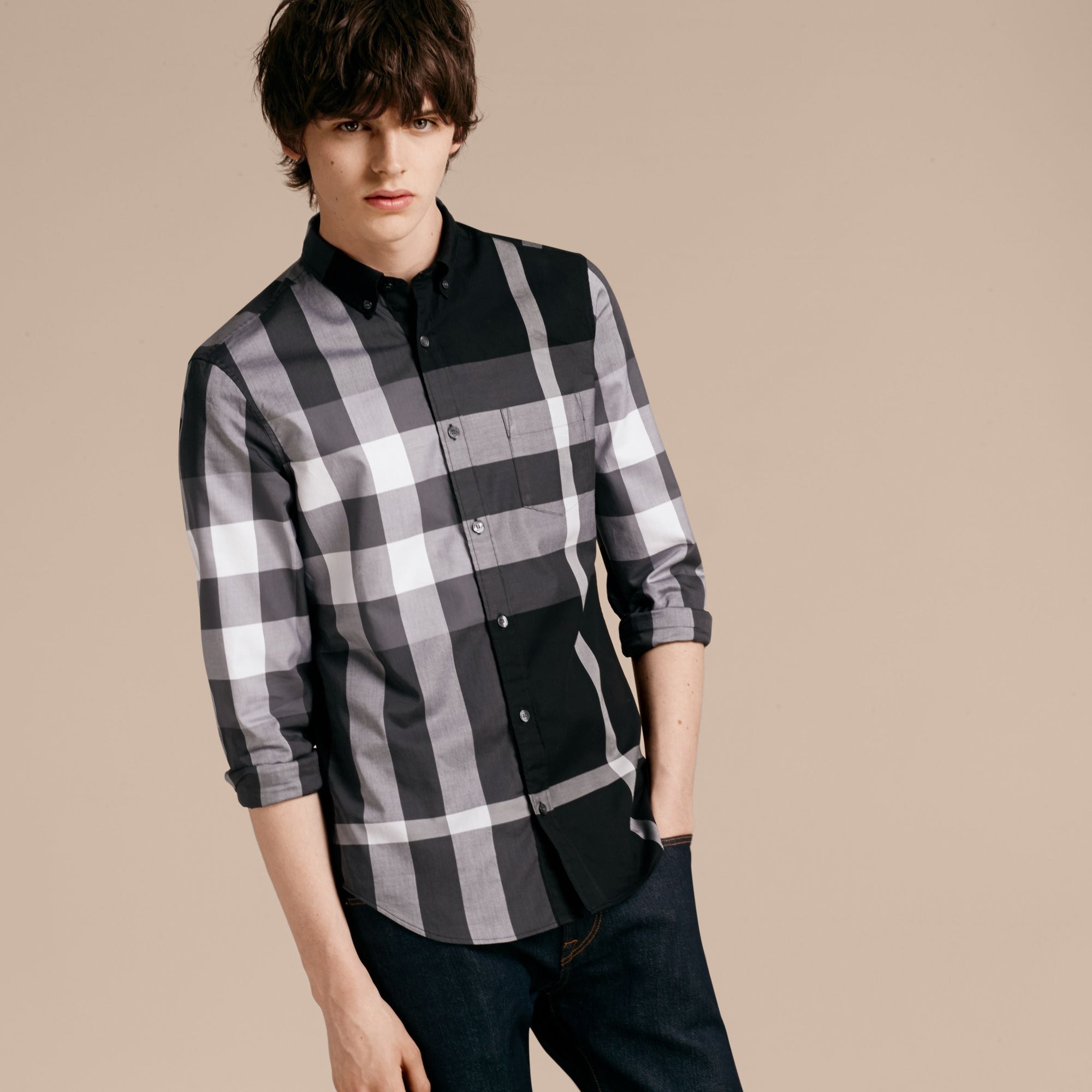 BLACK Chemise en coton à motif check