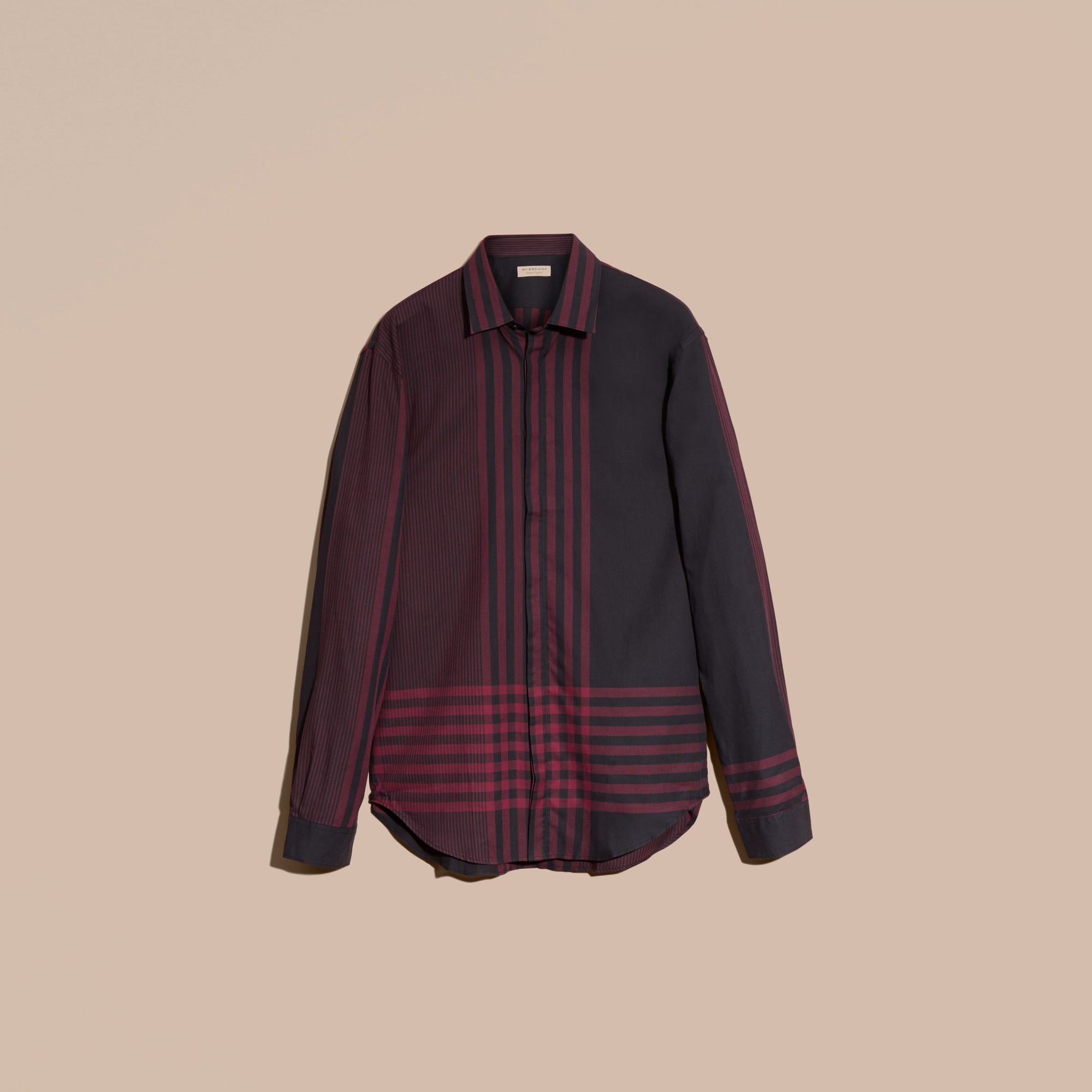 BURGUNDY RED Chemise en coton à motif check graphique
