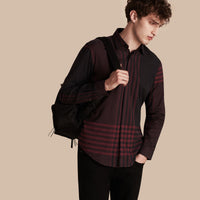 BURGUNDY RED Chemise en coton à motif check graphique