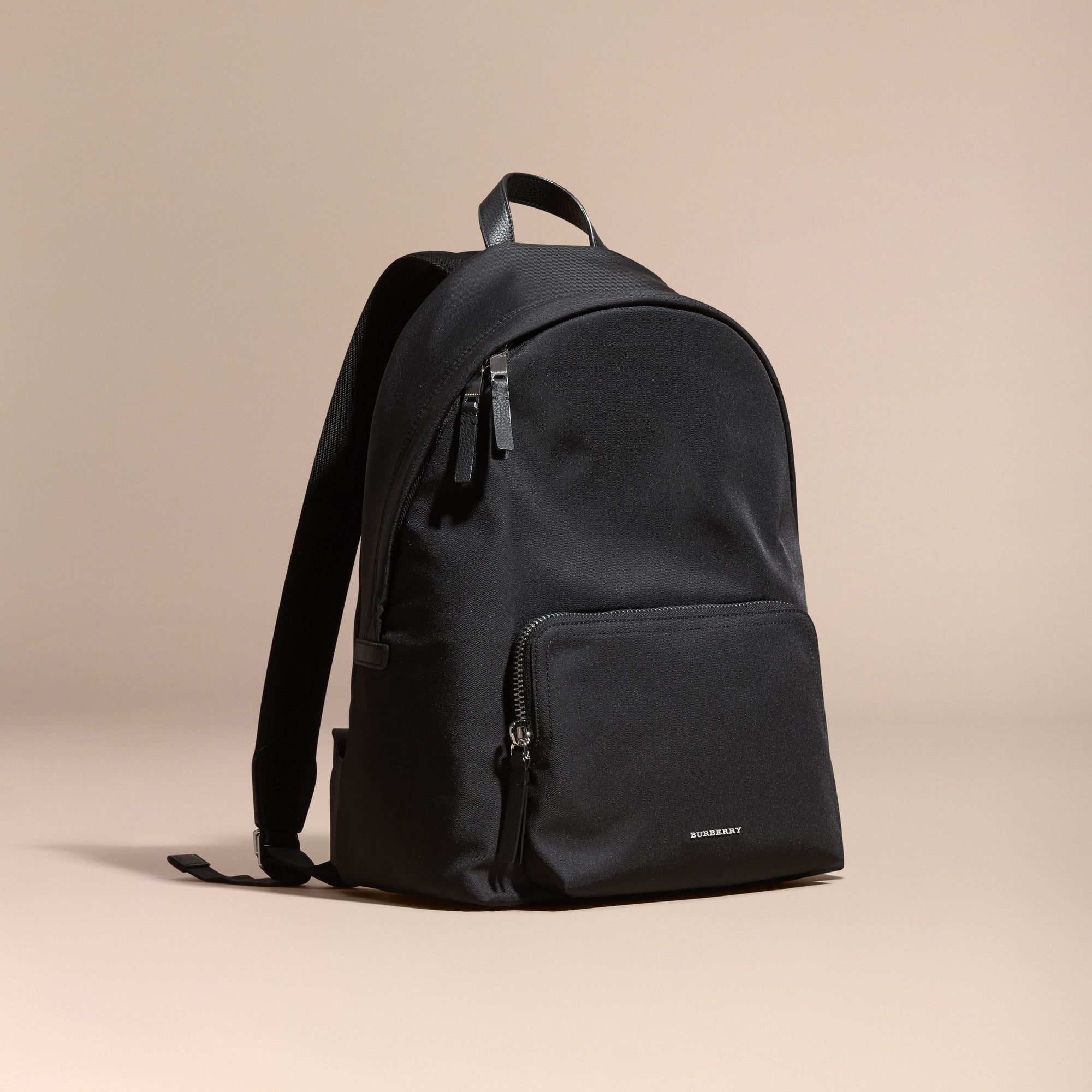 BLACK Sac à dos en nylon avec éléments en cuir