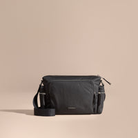 BLACK Sac Messenger avec bordure en cuir