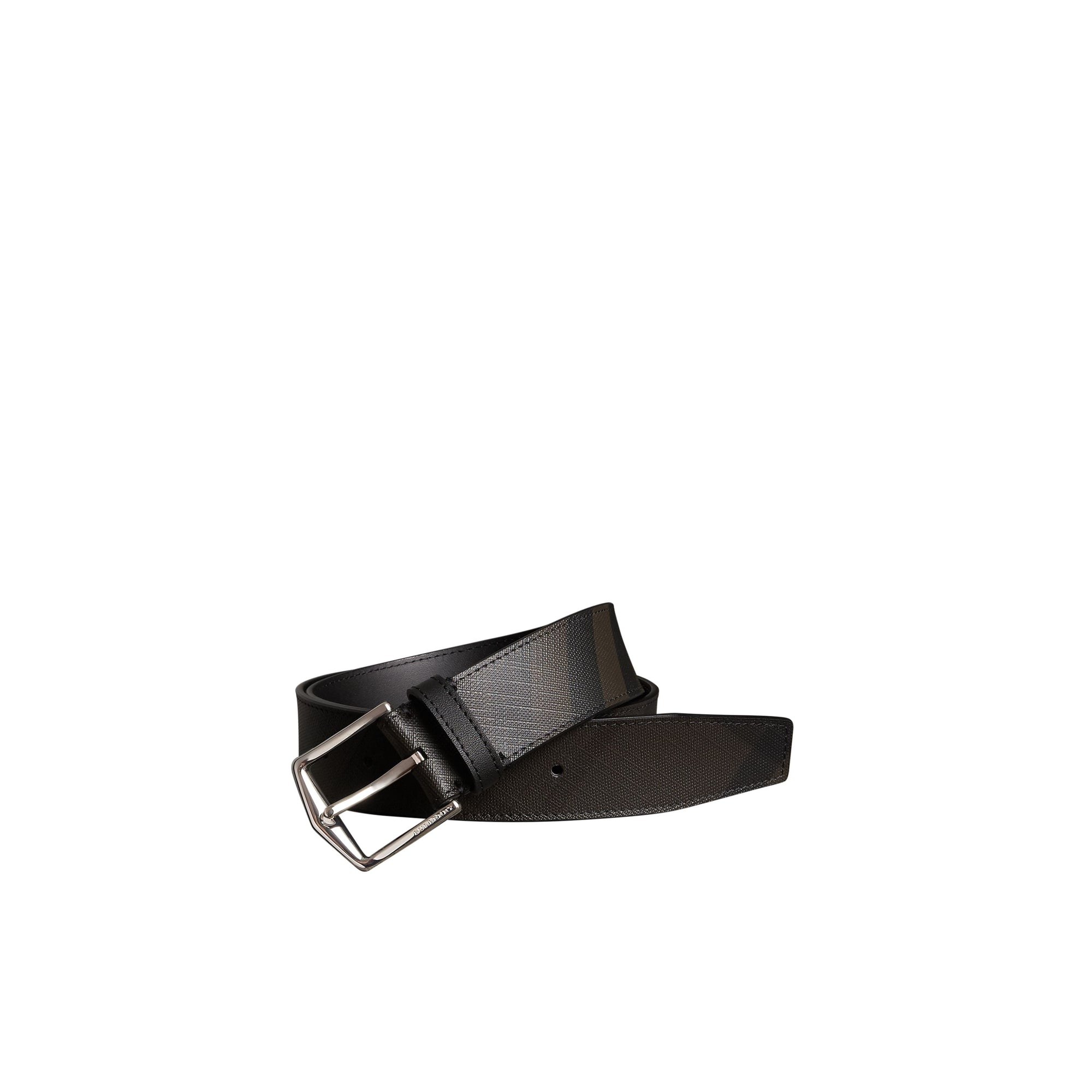CHOCOLATE/BLACK Ceinture à motif London check avec éléments en cuir
