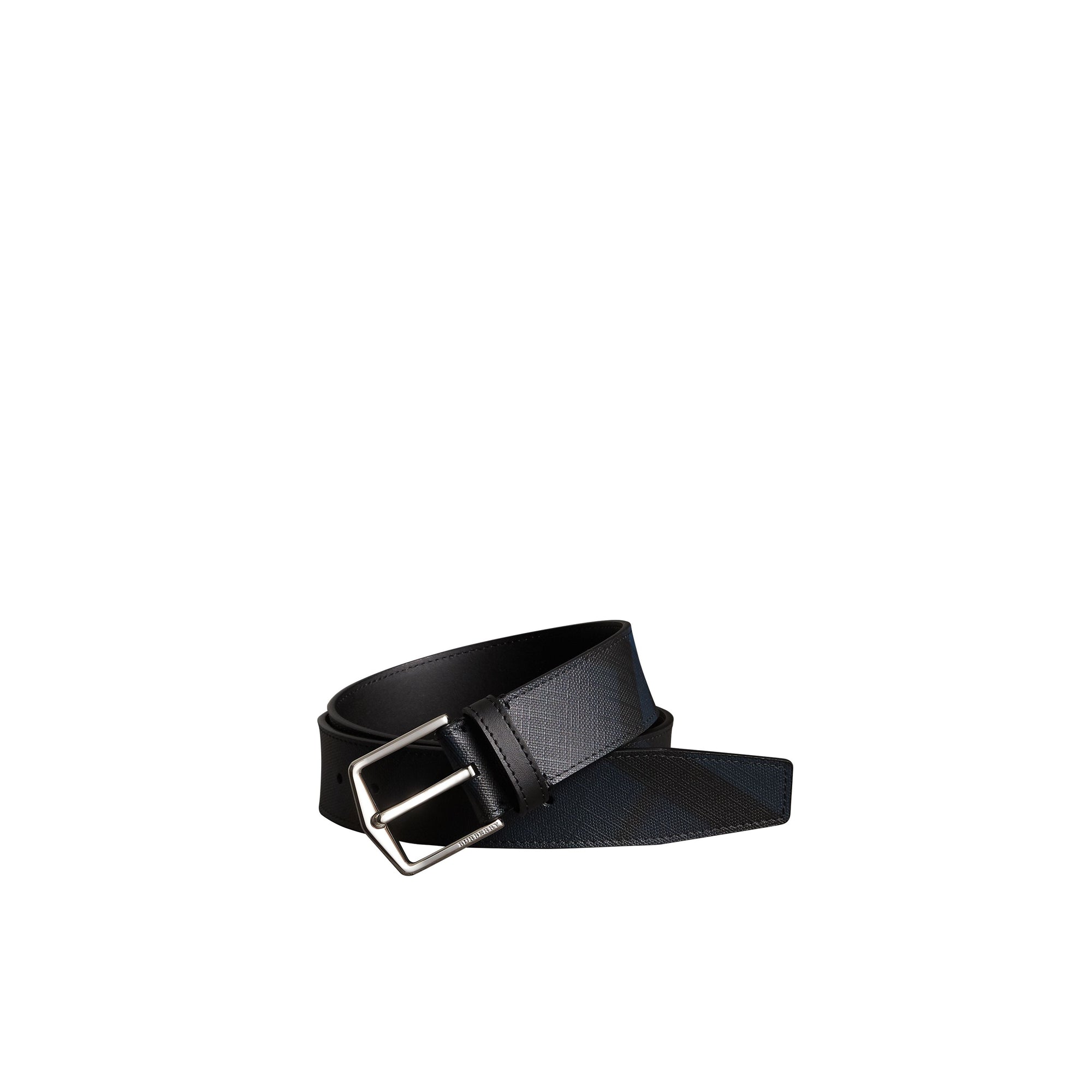 NAVY/BLACK Ceinture à motif London check avec éléments en cuir