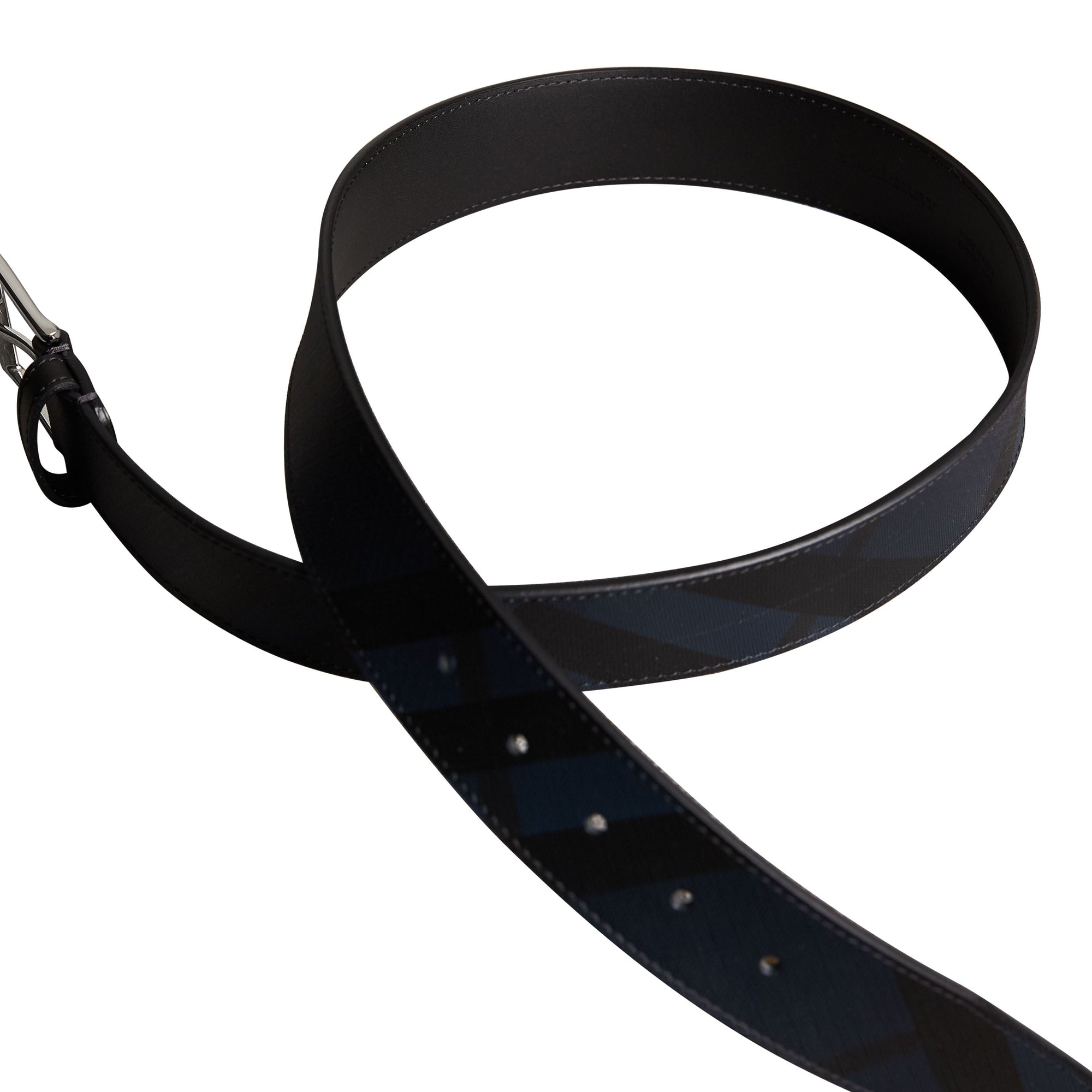 NAVY/BLACK Ceinture à motif London check avec éléments en cuir