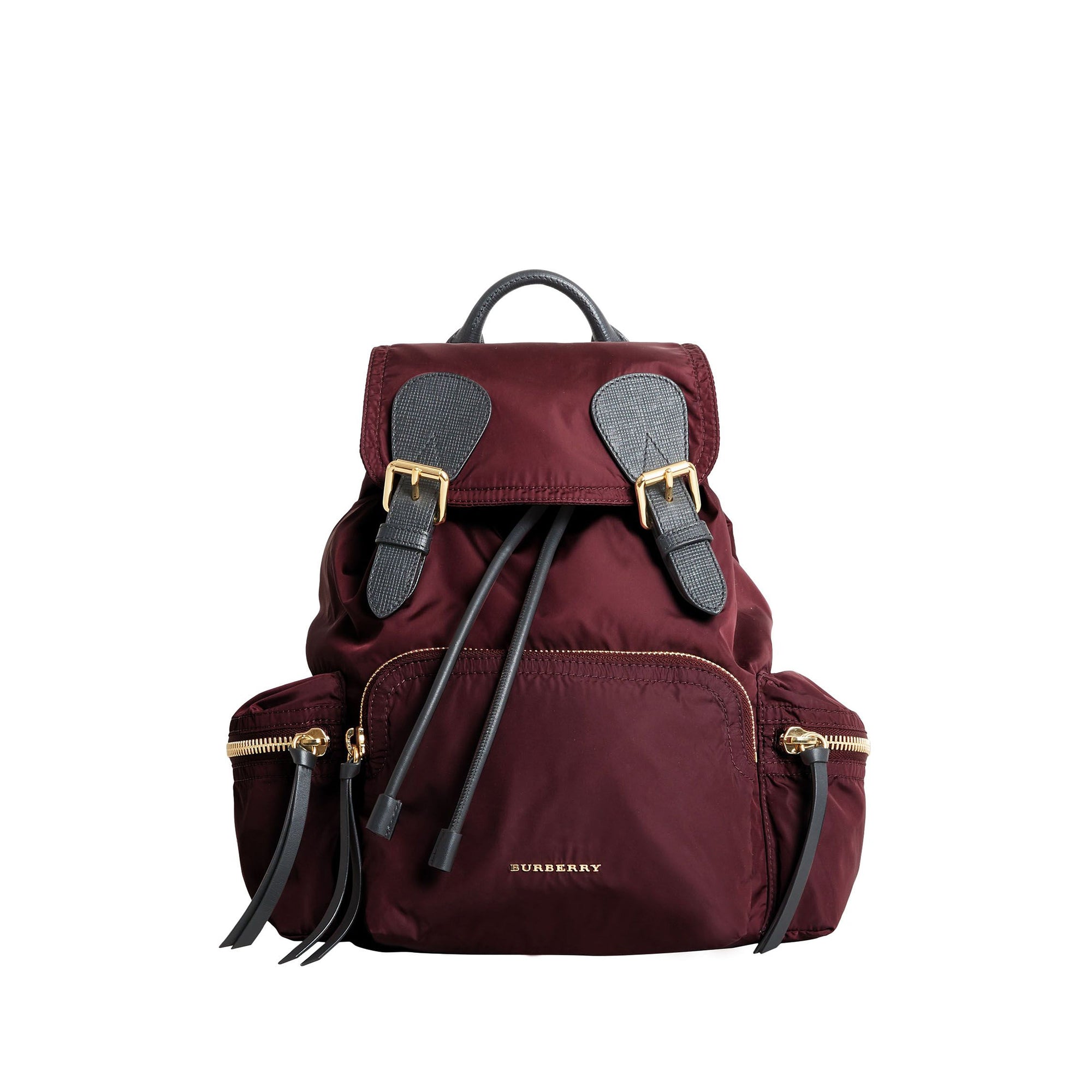 Sac The Rucksack moyen en nylon technique et cuir - Rouge Bourgogne