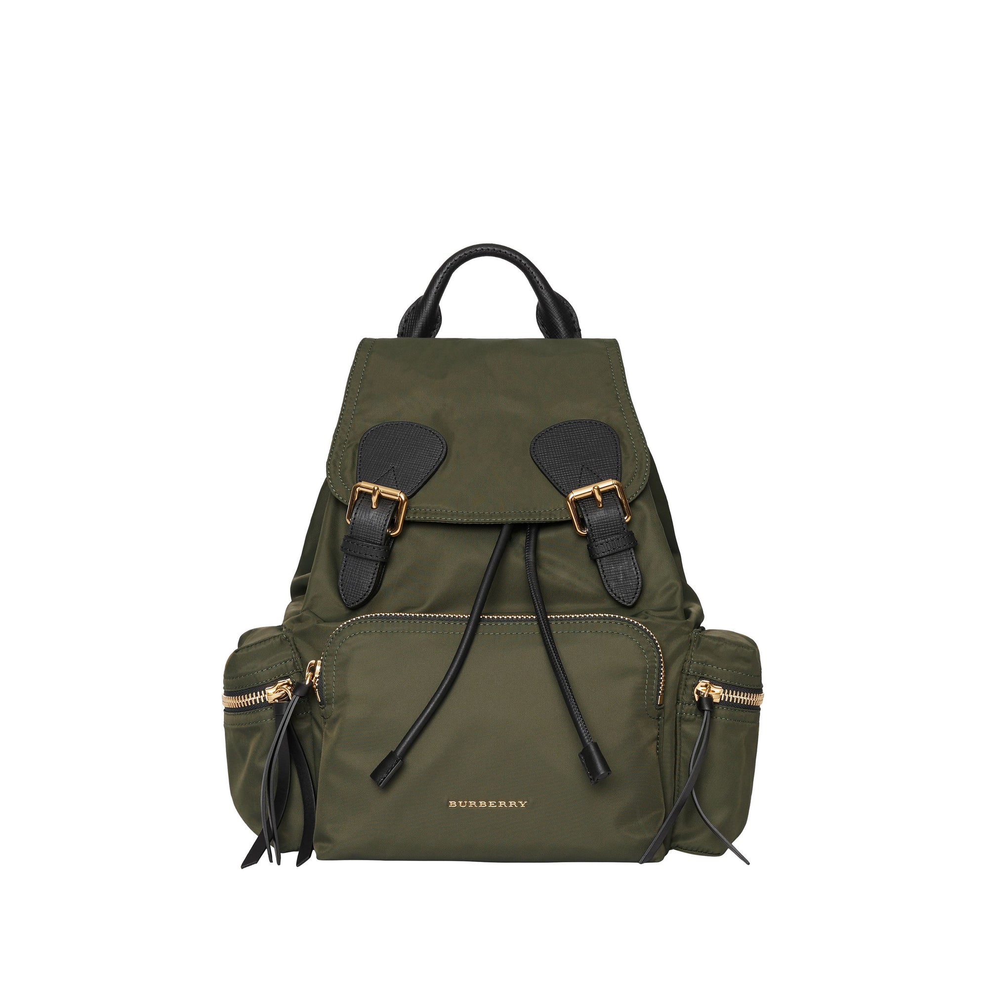 Sac The Rucksack moyen en nylon technique et cuir - Vert Toile