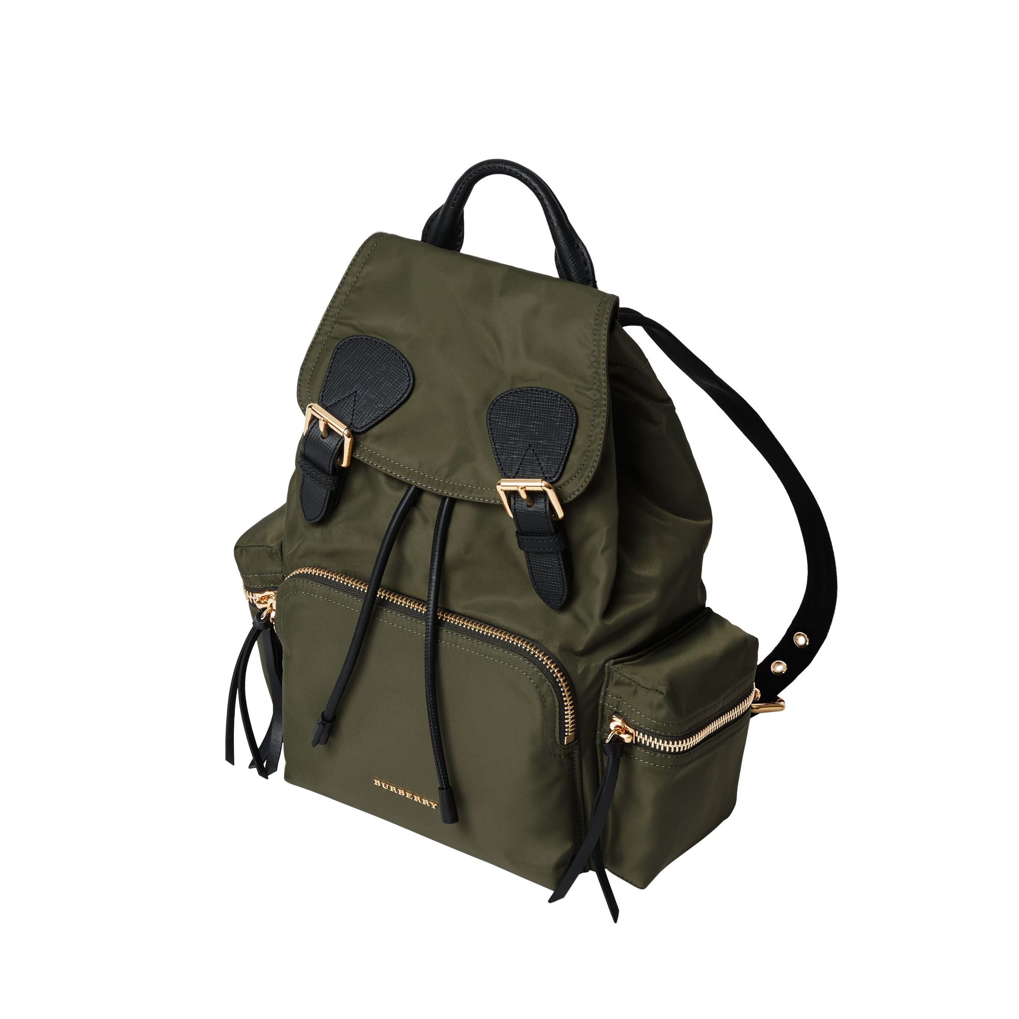 Sac The Rucksack moyen en nylon technique et cuir - Vert Toile