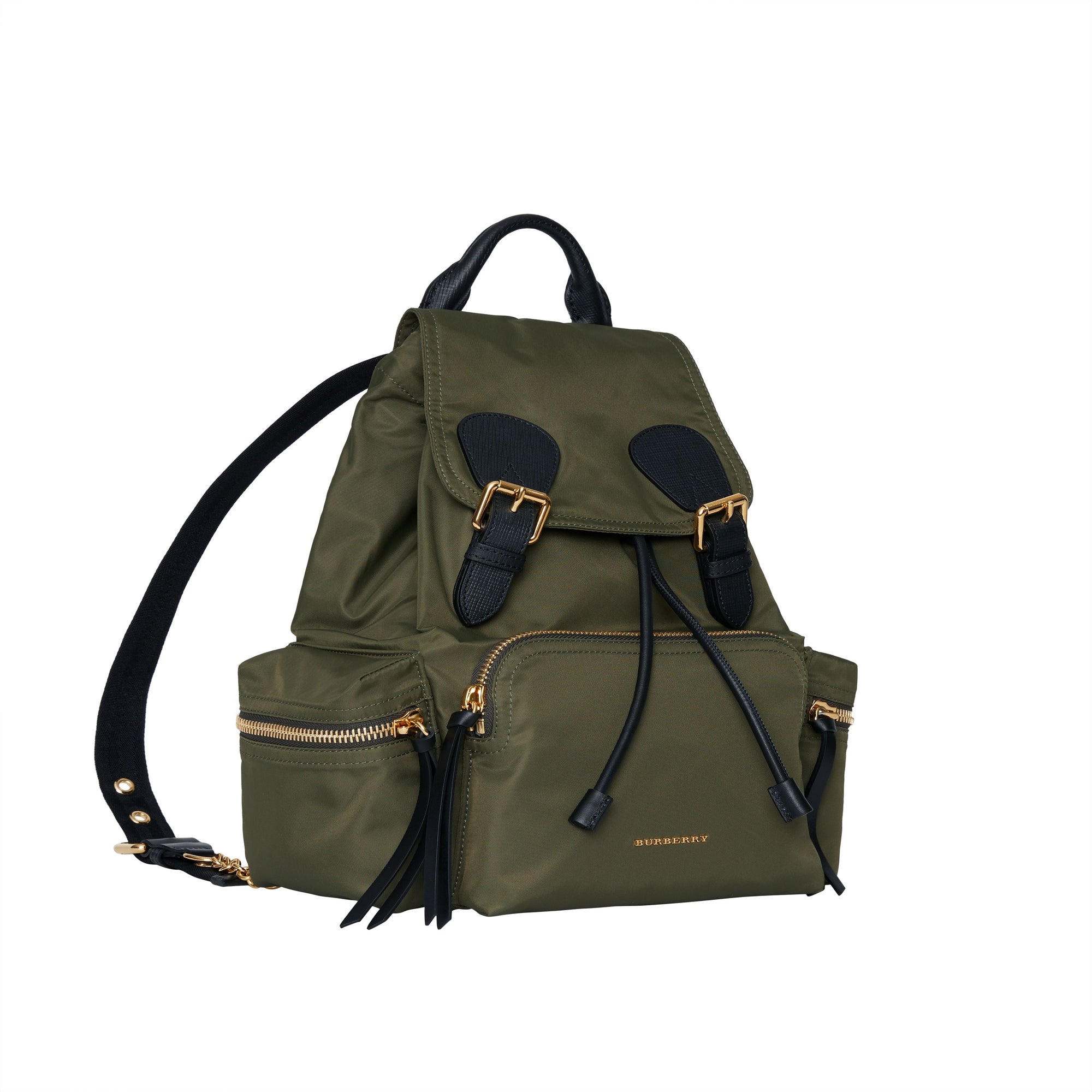 Sac The Rucksack moyen en nylon technique et cuir - Vert Toile