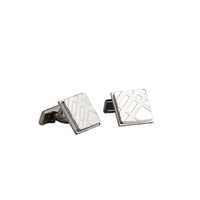 SILVER Boutons de manchette carrés gravés du motif check