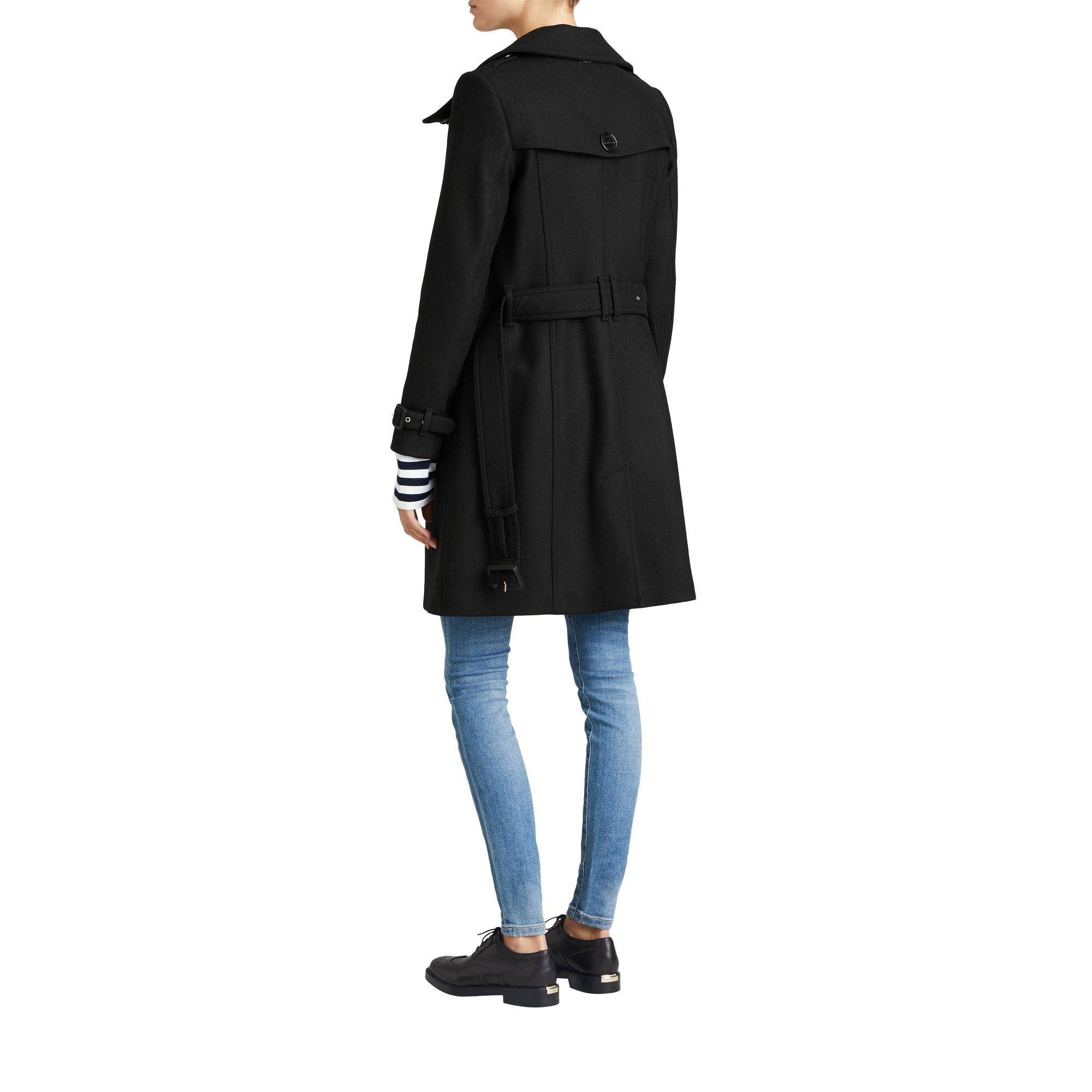 BLACK Manteau en laine technique et cachemire avec col entonnoir