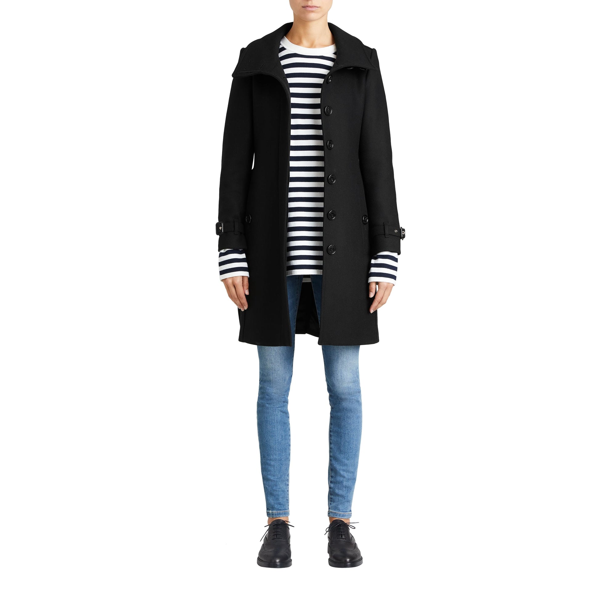 BLACK Manteau en laine technique et cachemire avec col entonnoir
