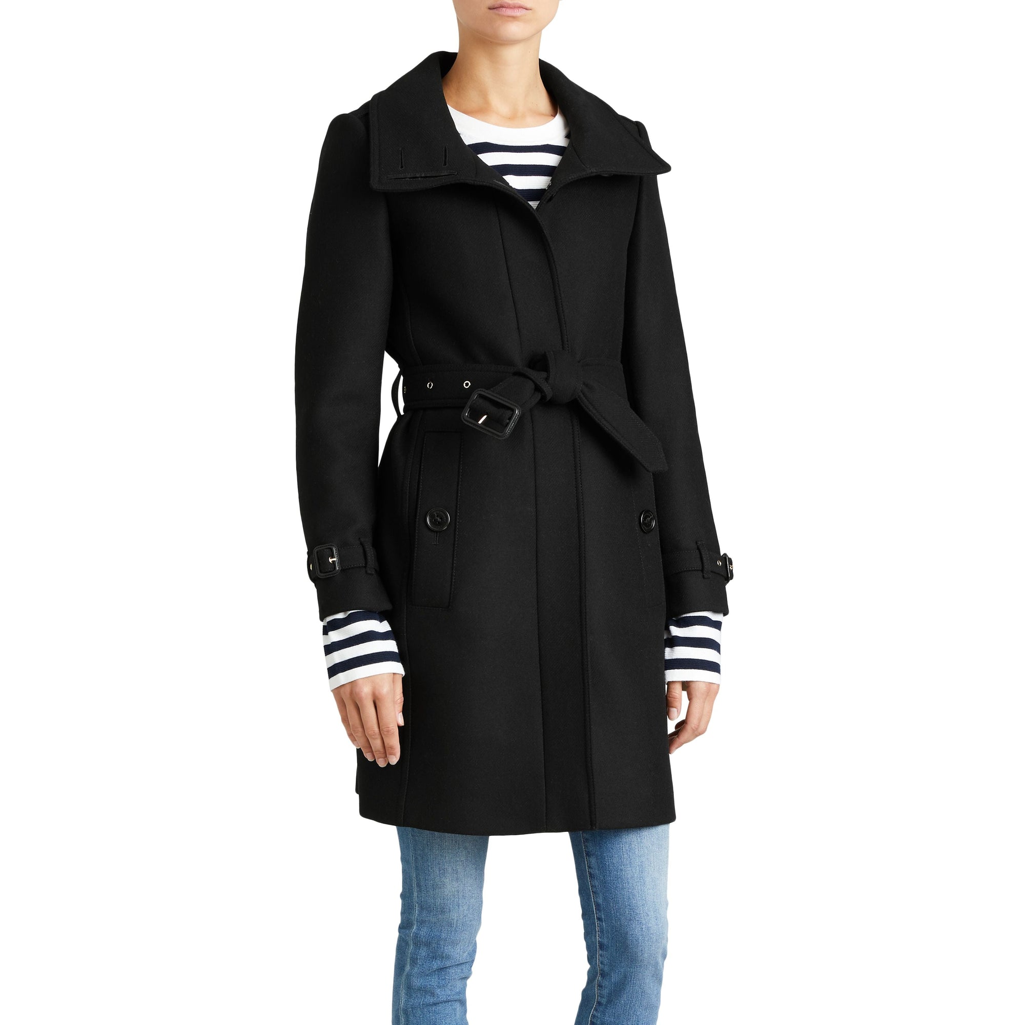 BLACK Manteau en laine technique et cachemire avec col entonnoir
