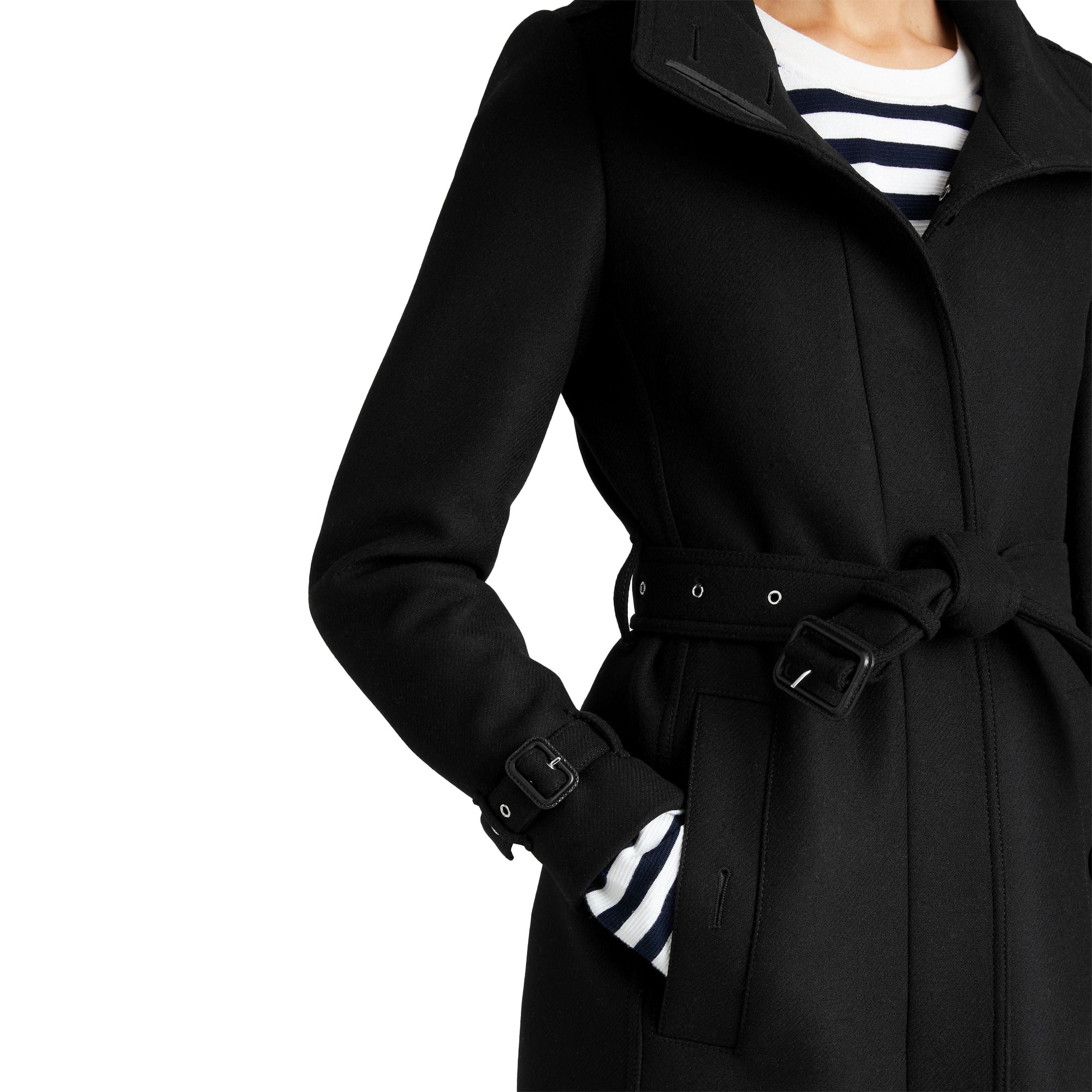 BLACK Manteau en laine technique et cachemire avec col entonnoir