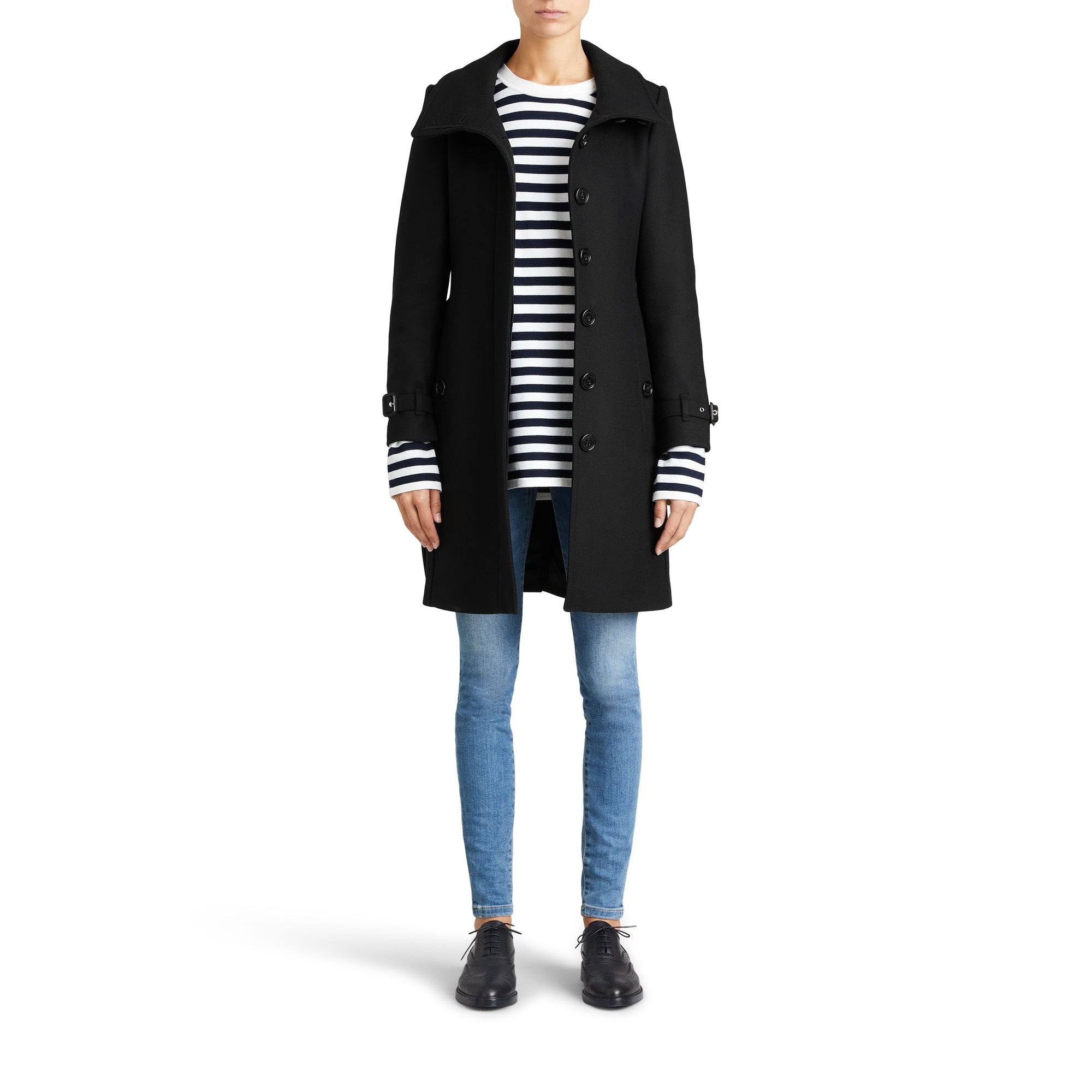 BLACK Manteau en laine technique et cachemire avec col entonnoir