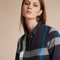 NAVY CHECK Chemise en coton à motif check