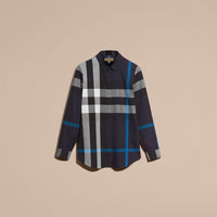 NAVY CHECK Chemise en coton à motif check
