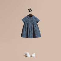 PALE NAVY Robe en coton avec imprimé à pois arty et nervures