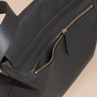 BLACK Sac Messenger en cuir grené